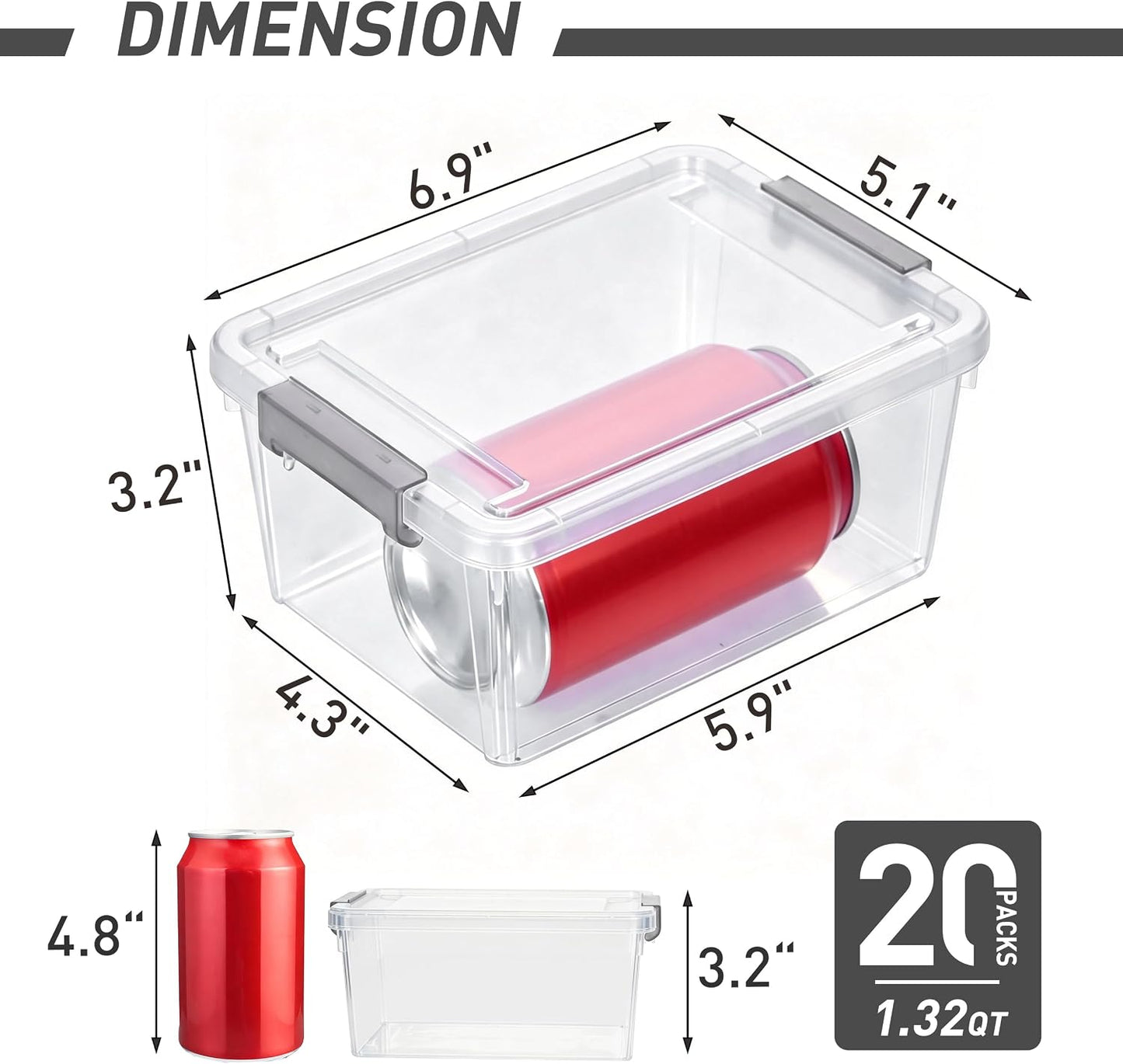 20 Pzas Contenedores Plástico Apilables Blanco Transparente