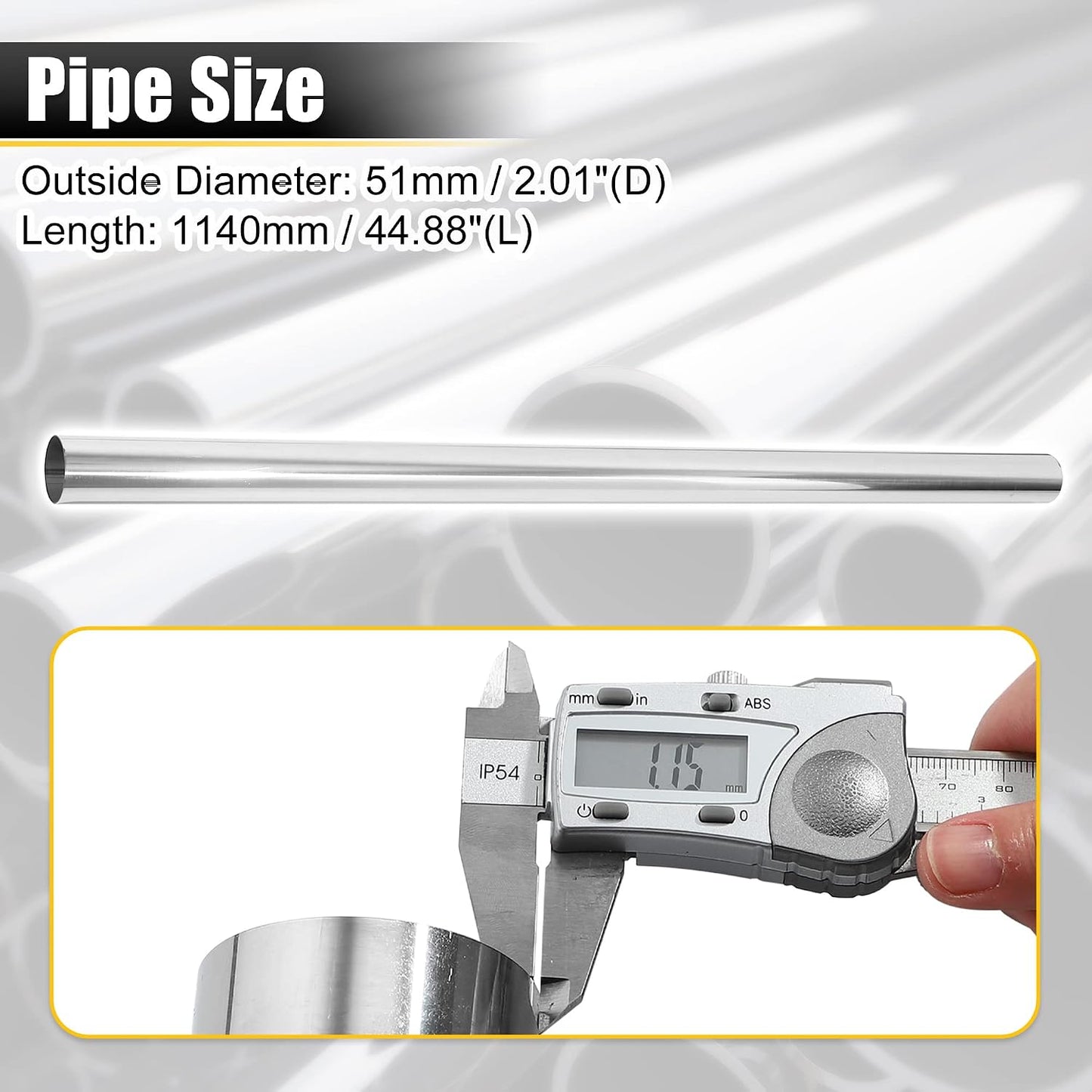 Tubo escape recto 2" T304 acero inox ajuste universal