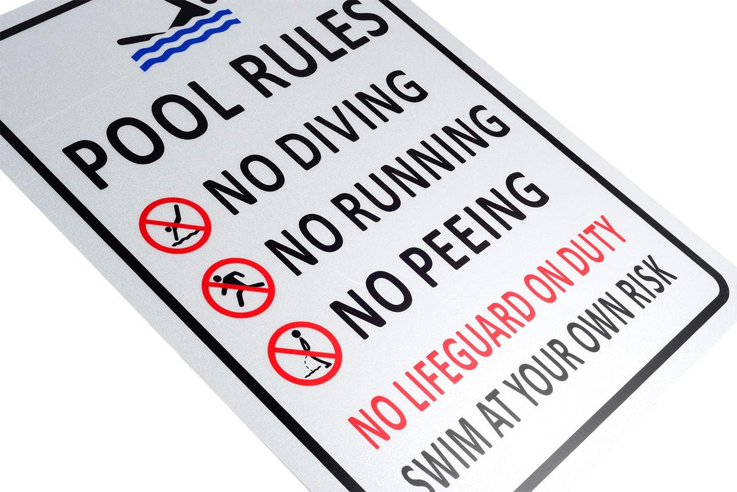 Letrero seguridad piscina aluminio reglas natación