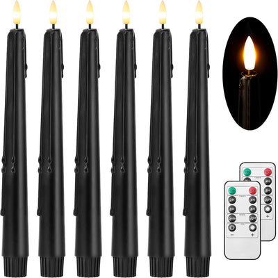 Velas cónicas LED sin llama negras control remoto 9.65pulg
