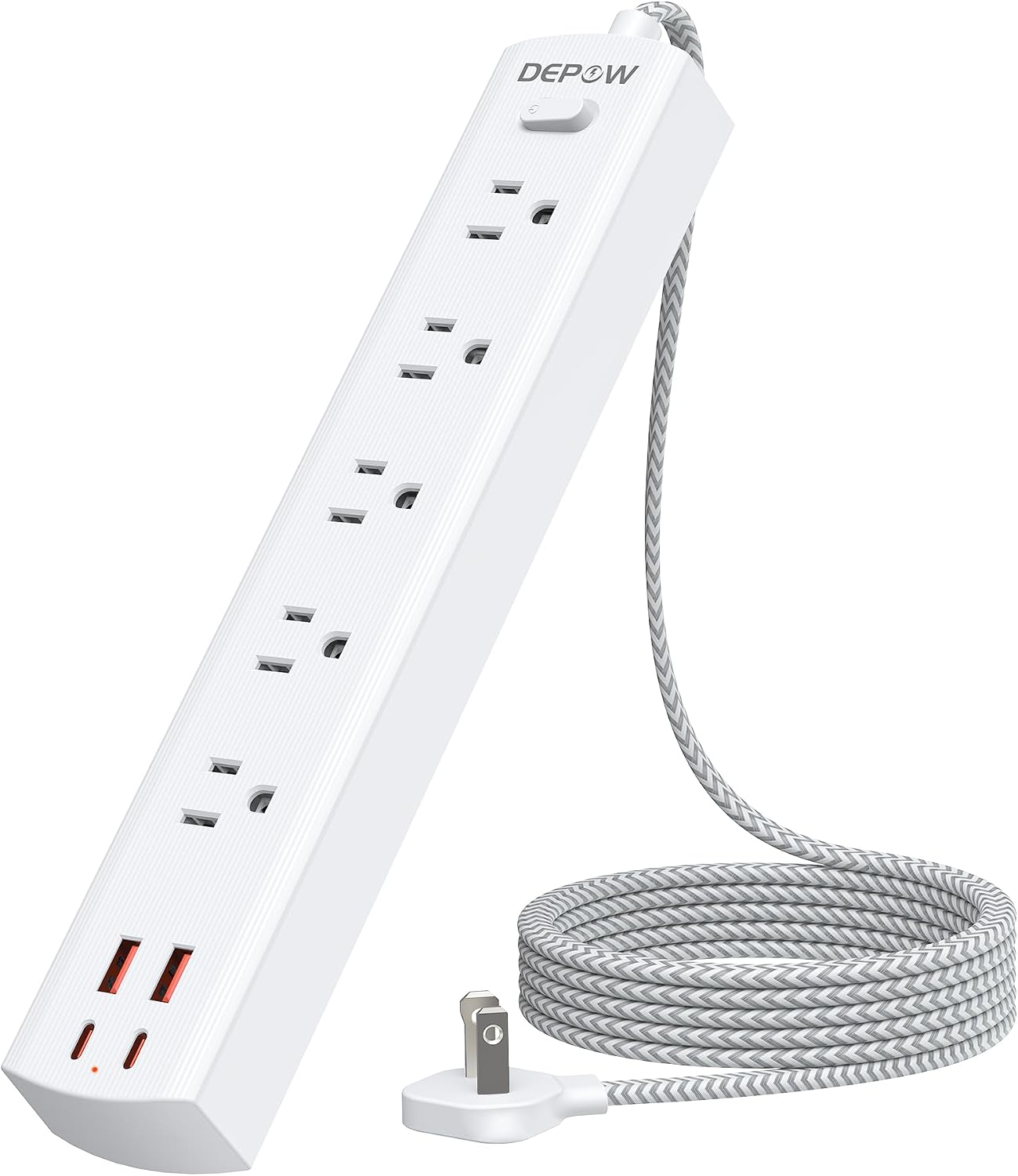 Regleta alimentación 2 clavijas 5 puertos CA 4 USB 2 USB C 5ft