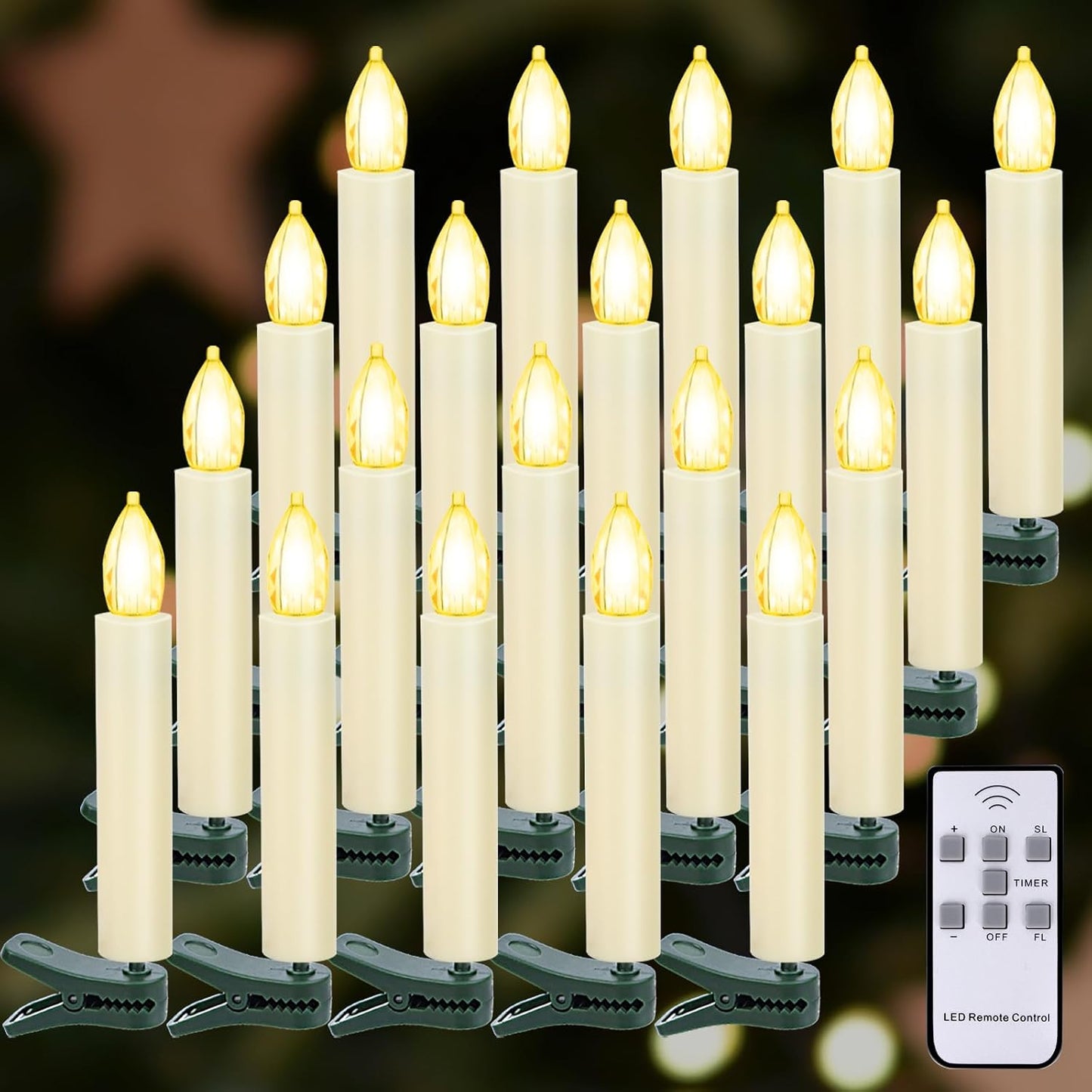 Velas LED Navidad con clip luz blanca cálida sin llama
