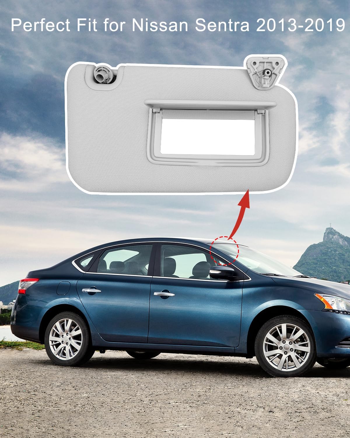 Visera solar pasajero derecho Nissan Sentra con espejo