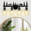 Lámpara pared baño 4 luces pantalla vidrio negro rústico