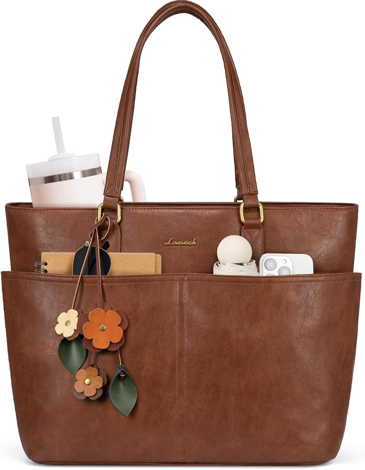 Bolsa laptop 15.6pulg cuero vintage soporte taza profesional