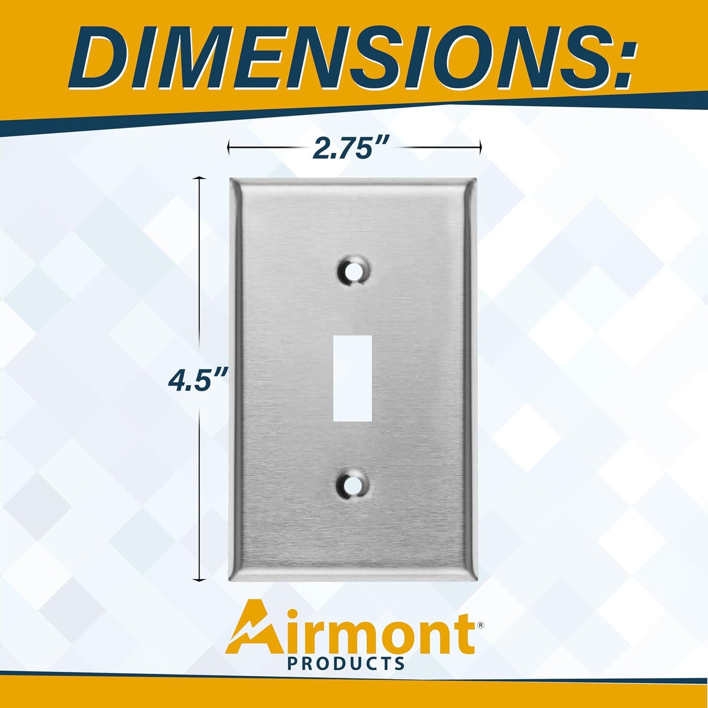 2 Pzas Placas Pared Acero Inox 4.5x2.75"