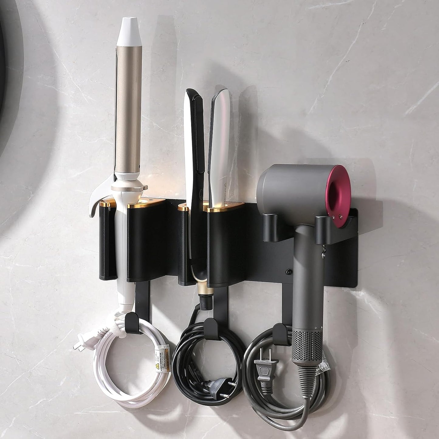 Organiz. herramientas cabello pared 3 compartimentos negro