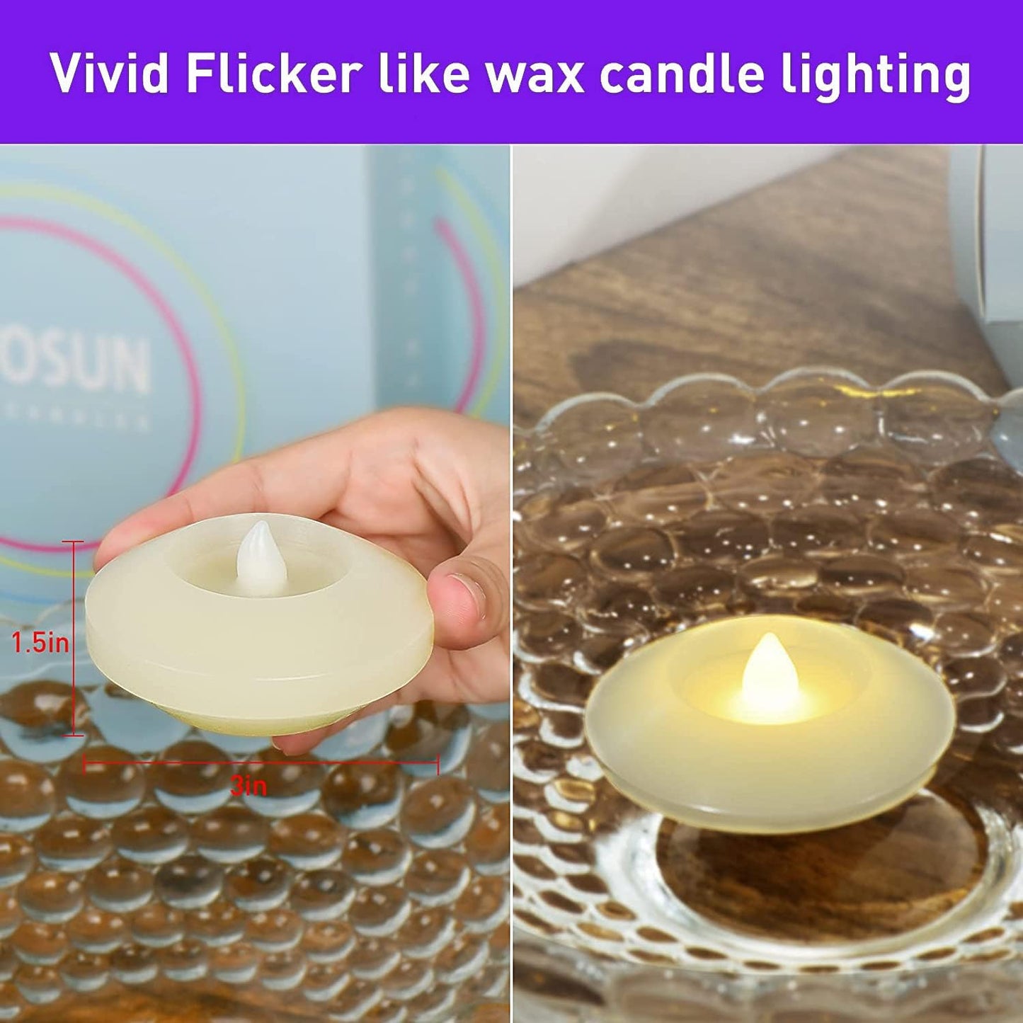 Velas LED flotantes 120h pack 12 blancas parpadeantes