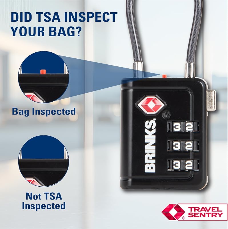 Cerradura TSA con combinación 3 esferas negro 2.5pulg pack 4