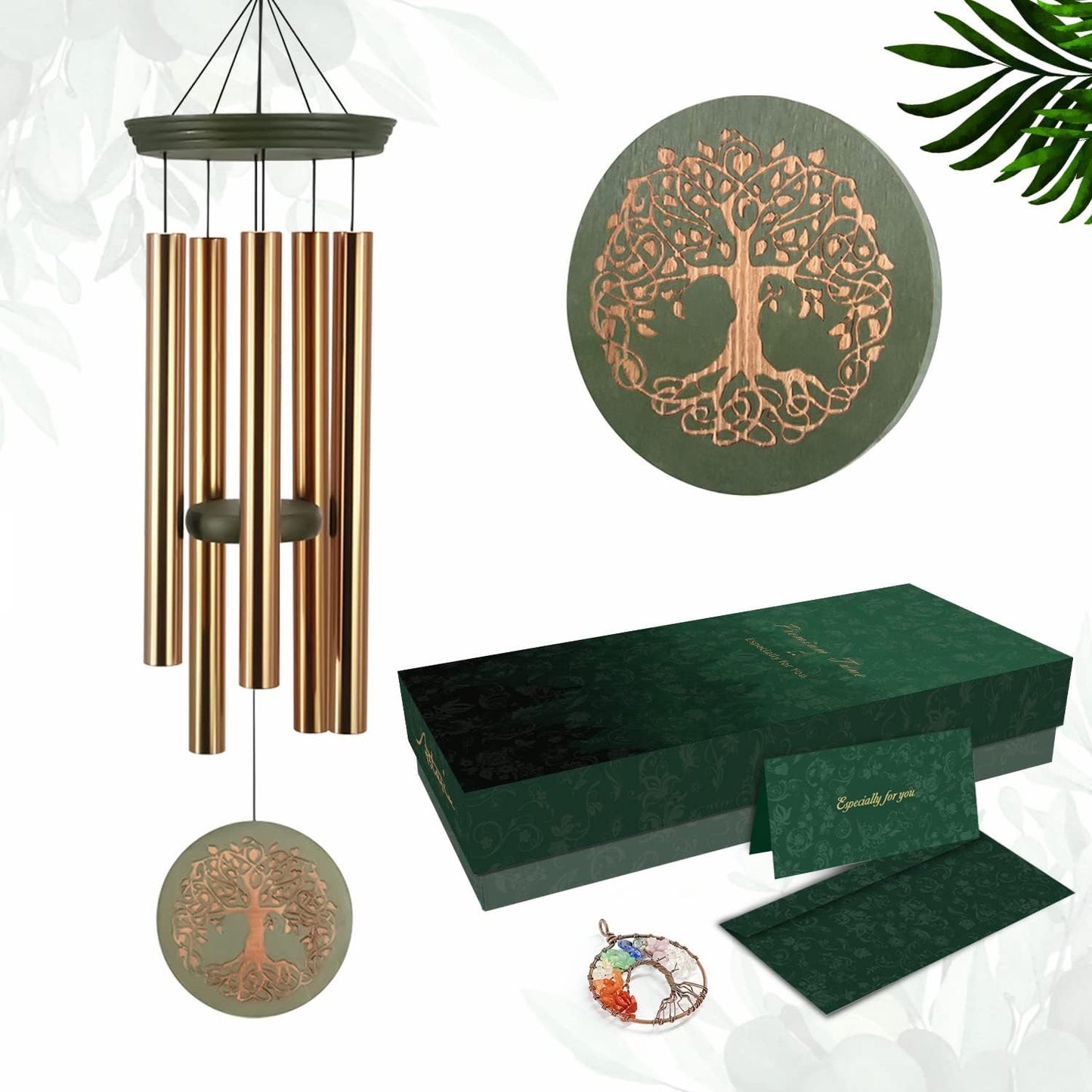 Campanas viento con árbol vida decoración exterior patio