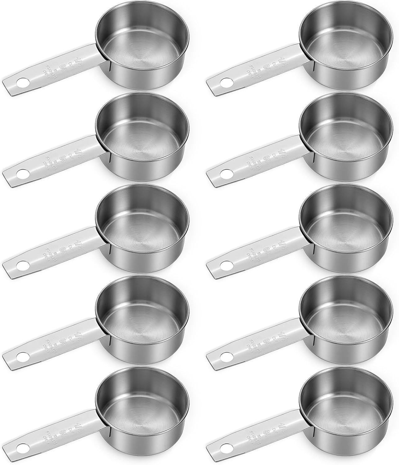 10 Cucharas Medidoras Acero Inox 2oz con Asas Ergonómicas
