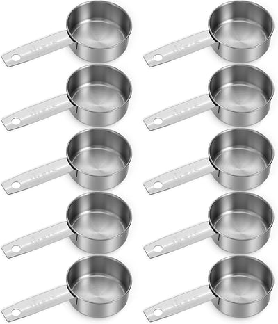 10 Cucharas Medidoras Acero Inox 2oz con Asas Ergonómicas