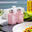 Juego salero pimentero cristal decoración cocina rosado