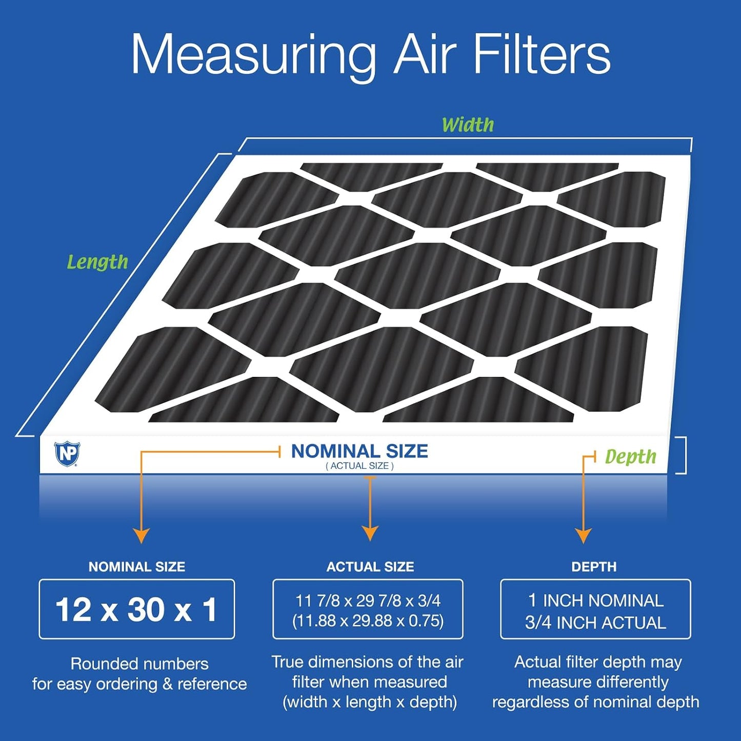 Filtros aire carbono puro horno 12x30pulg pack 4
