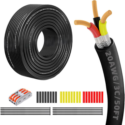 Cable blindado 3 núcleos 20AWG 15MT para automotriz y CNC