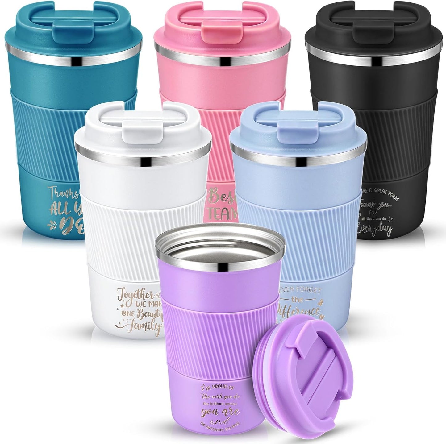 6 Vases Agradecimiento Maestro Acero Inox 12oz Con Tapa