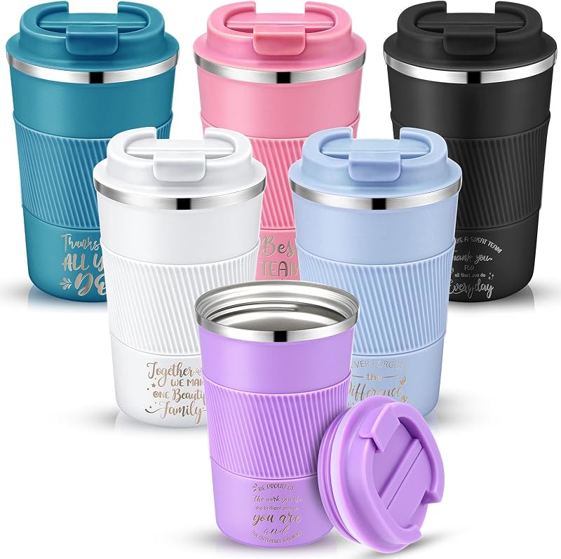 6 Vases Agradecimiento Maestro Acero Inox 12oz Con Tapa