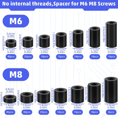 Espaciador nailon M6 M8 300pzas redondos para PCB y circuitos