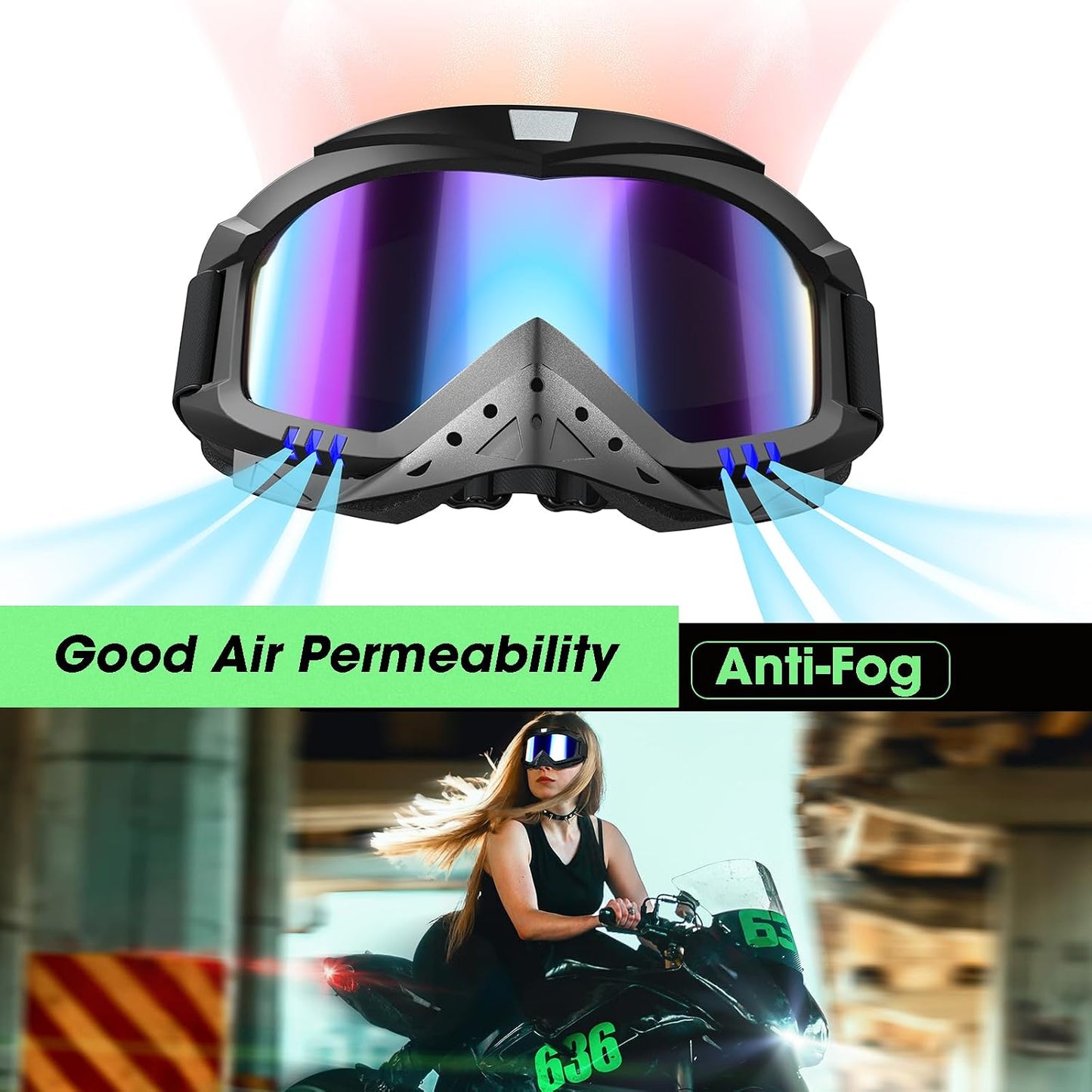 Gafas motocicleta motocross esquí ATV resistente viento