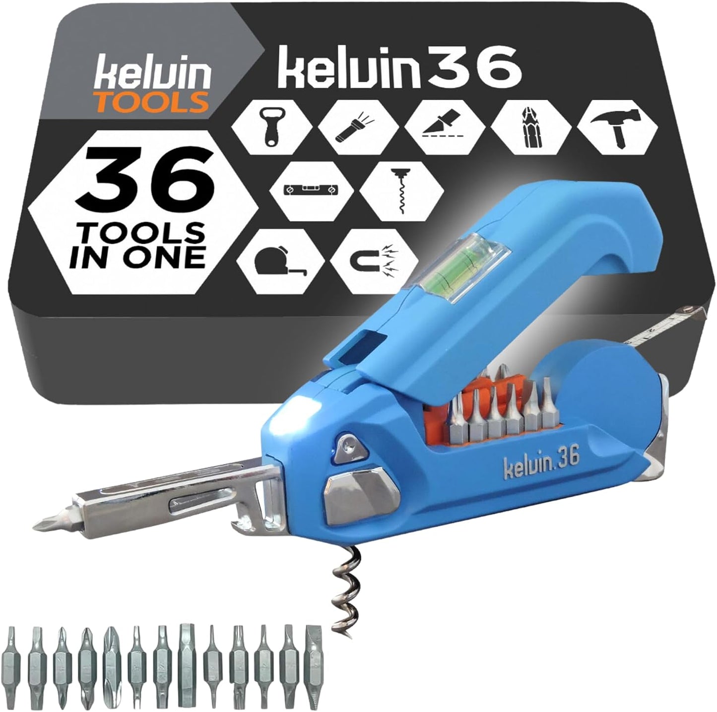 Set herramientas 36 en 1 con 26 puntas y cinta métrica