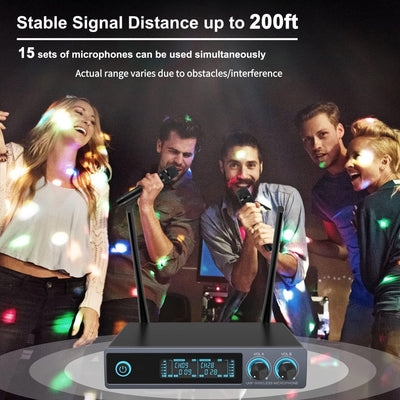 Sistema micrófono inalámbrico UHF dual metal 300pies