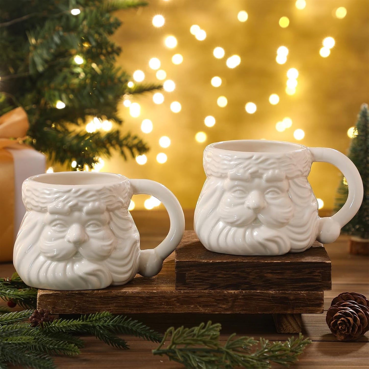 2 Pzas Tazas Cerámica Papá Noel 16oz para Café Té Latte