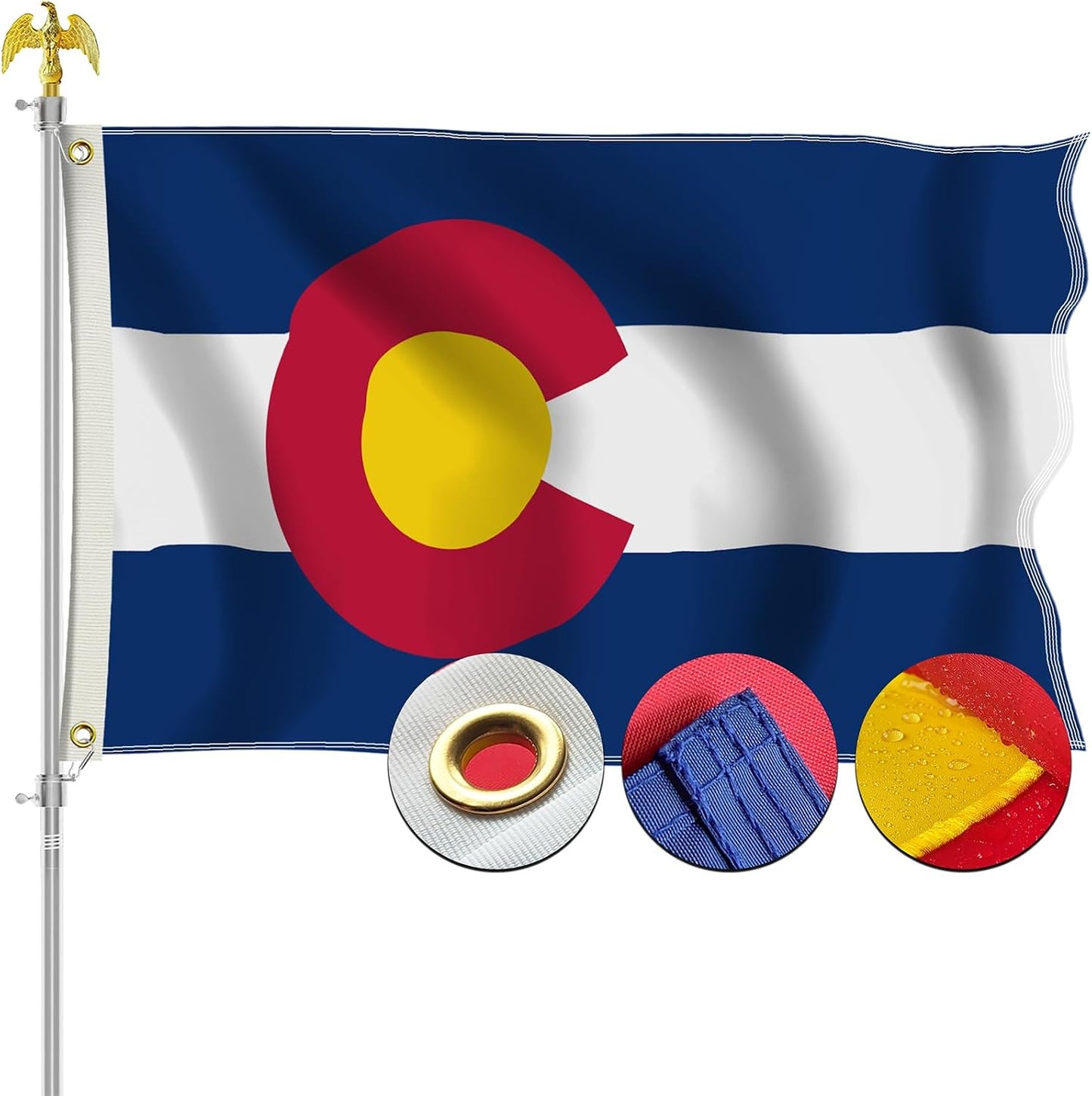 Bandera Colorado 3x5pol estampado ojales latón