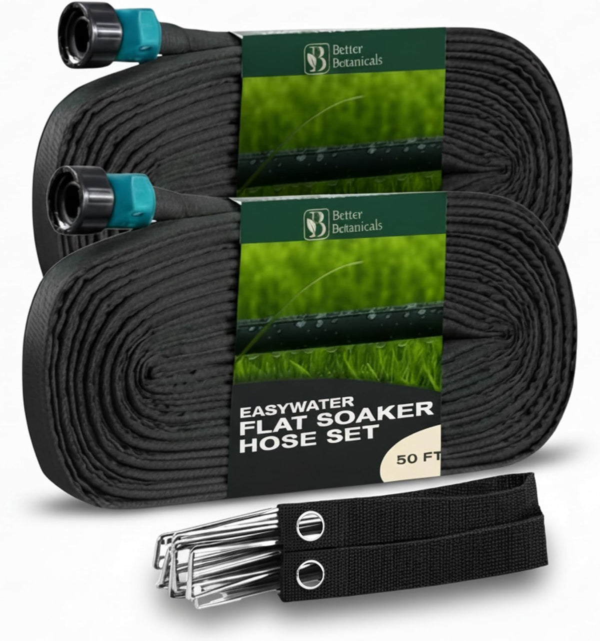 Manguera riego goteo 100ft 2x50ft con estacas acero
