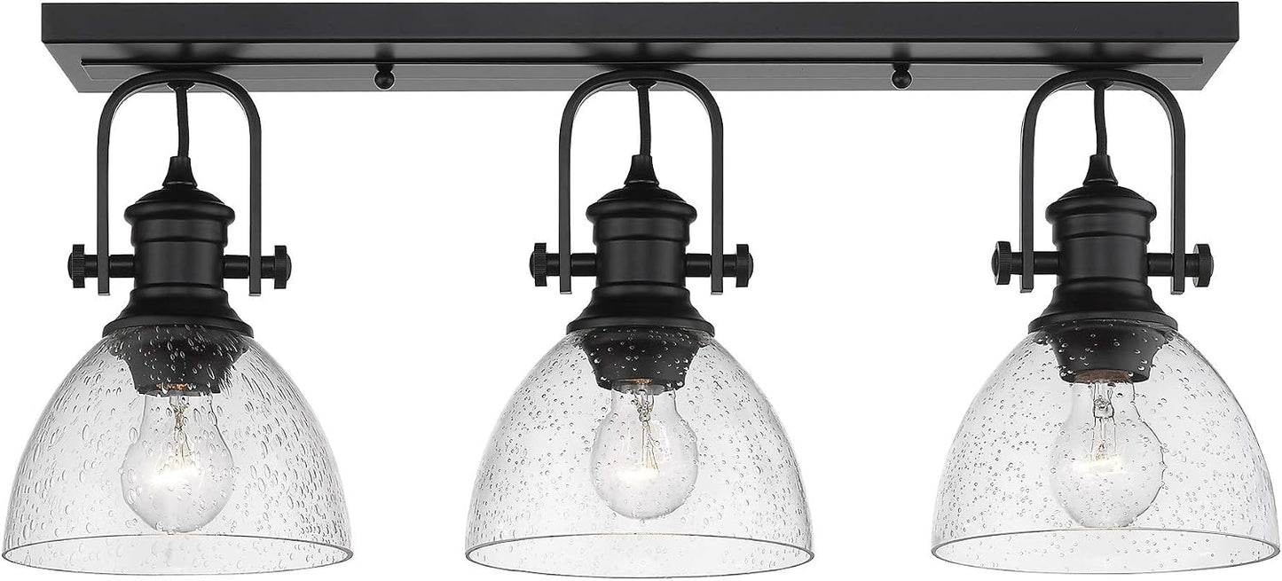 Lámpara Hines Semi-Flush Negro Mate Vidrio Sembrado