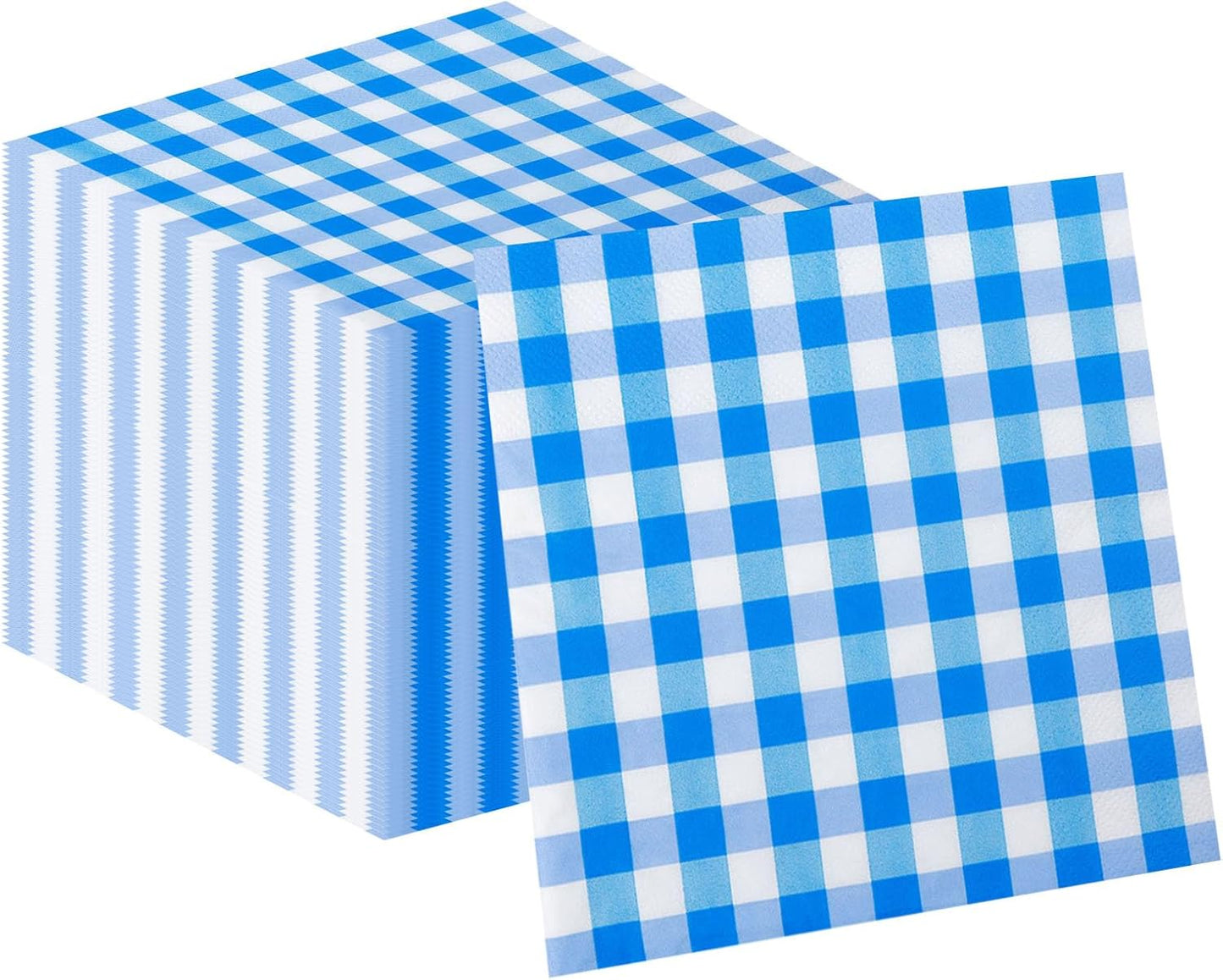 Servilletas de fiesta plaid para celebraciones navideñas y cumpleaños en azul