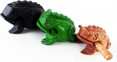Set 3 ranas de madera Güiro 10-3.1-2.0pulg
