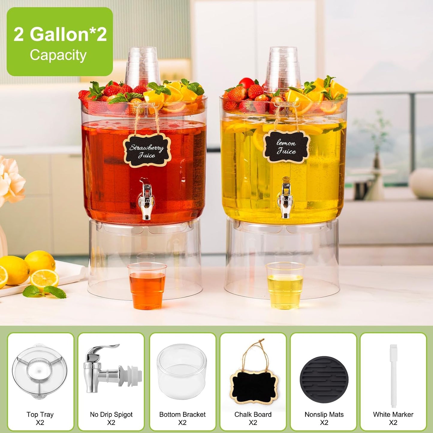 Dispensador bebidas 2gal sin BPA grifo plástico transparente