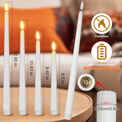 64 Velas LED Cónicas Parpadeantes 8.5-12.8" Blanco