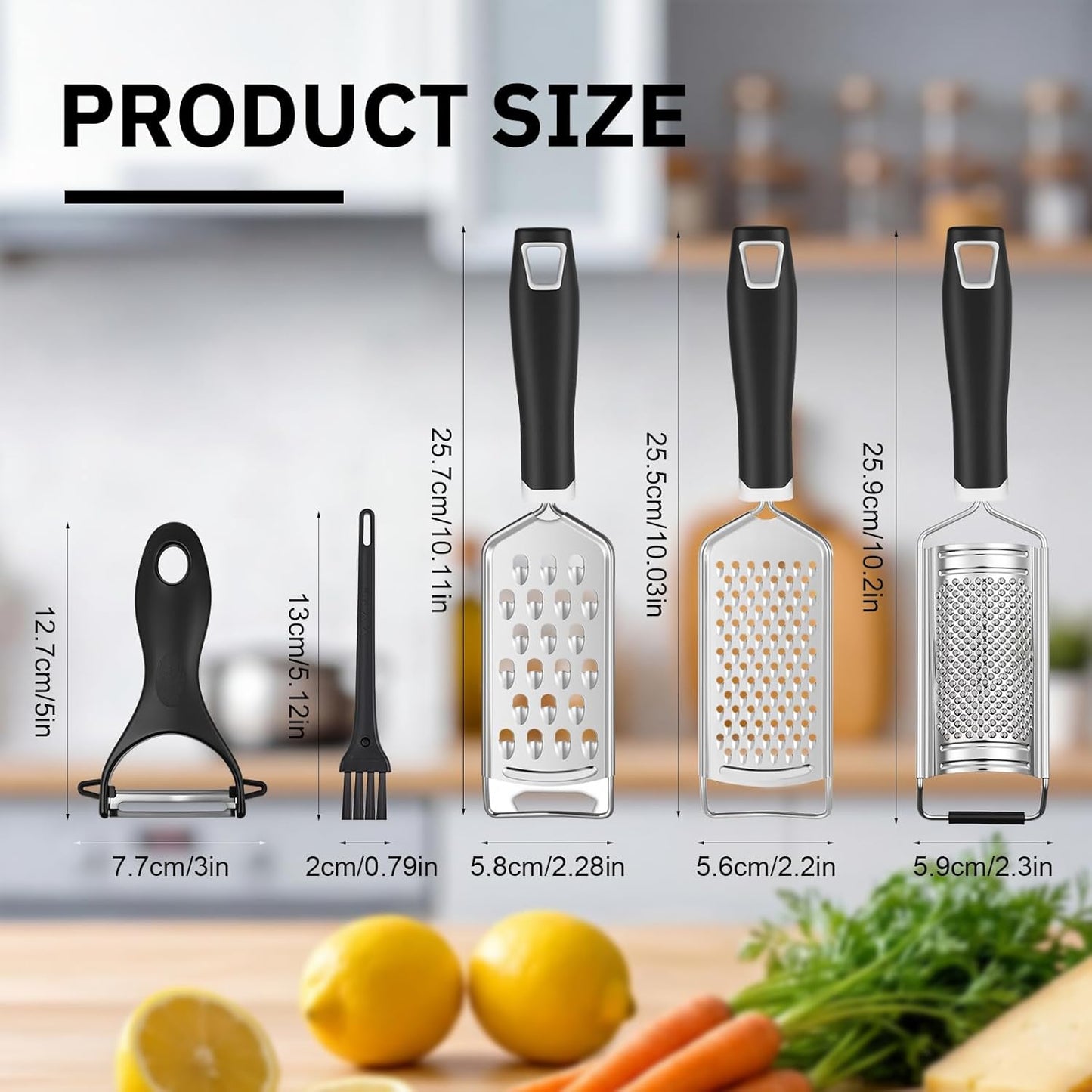 Set 5 Ralladores Queso Acero Inox para Parmesano Jengibre Ajo