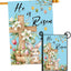 Bandera Pascua doble cara cruz conejitos 12x18 y 28x40"