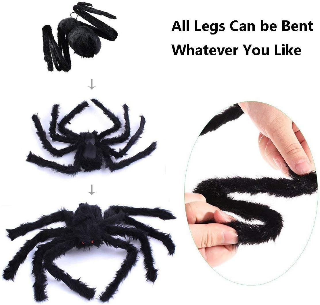 Araña Halloween 4.9ft negra peluda para exteriores patio