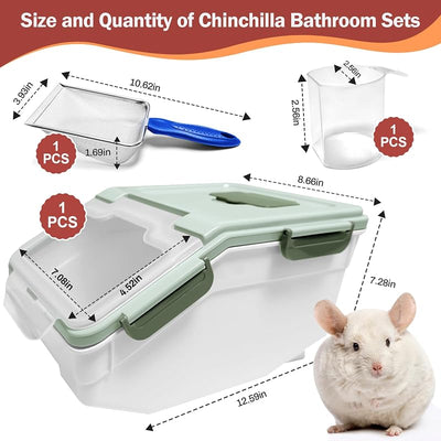 Kit baño arena chinchilla con taza y pala verde