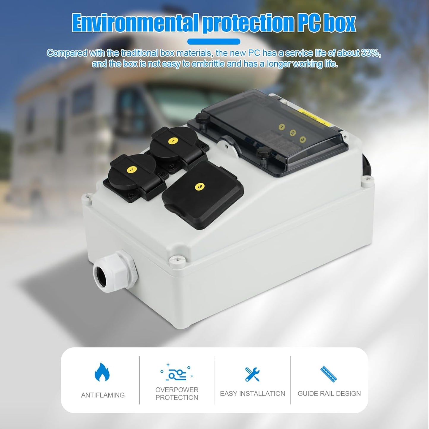 Caja toma corriente RV con disyuntor NEMA 14-50R