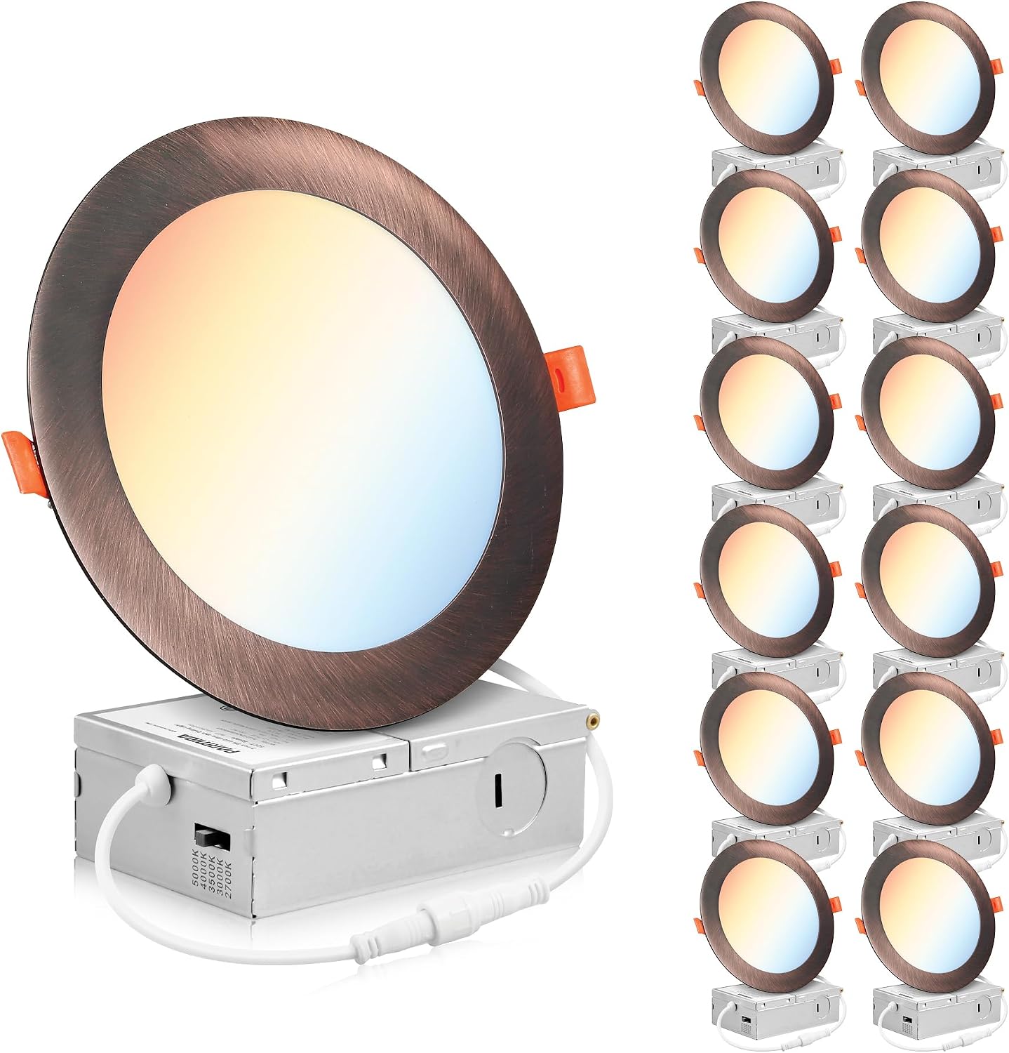 12 Luces LED Empotrables 6pulg 5 CCT Regulables 2700-5000K