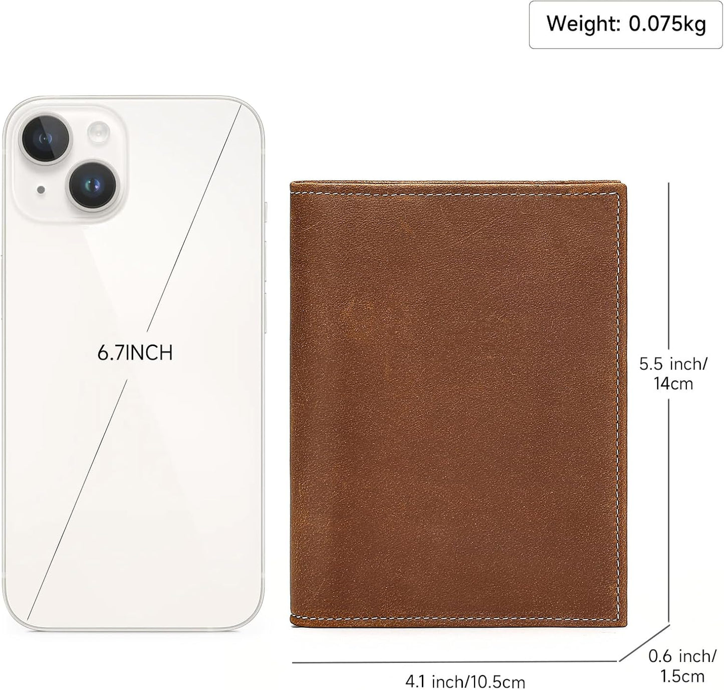 Funda pasaporte hecha a mano plegable Marrón