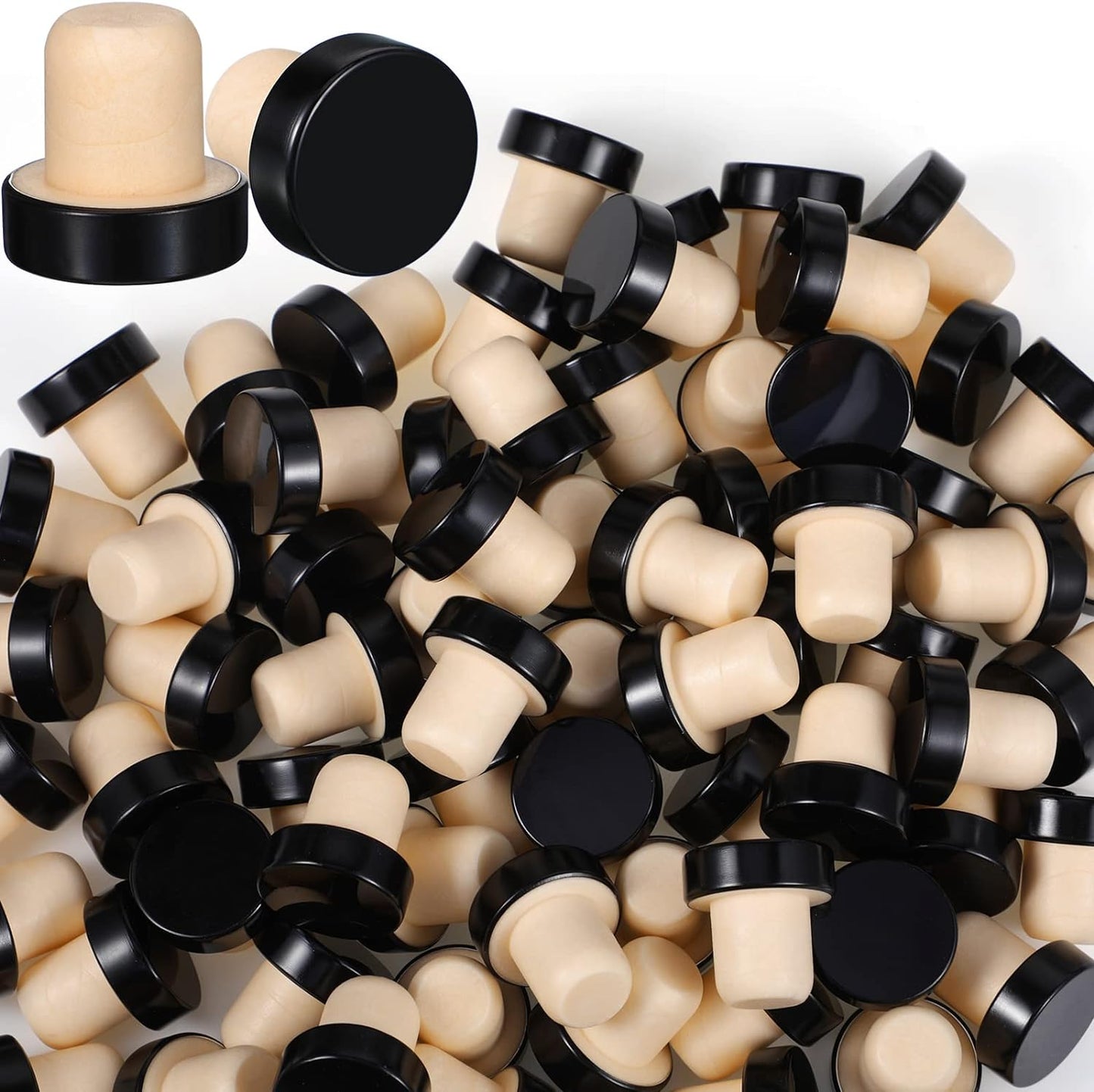 Tapón T corcho reutiliz. para botellas 144 pzas negro