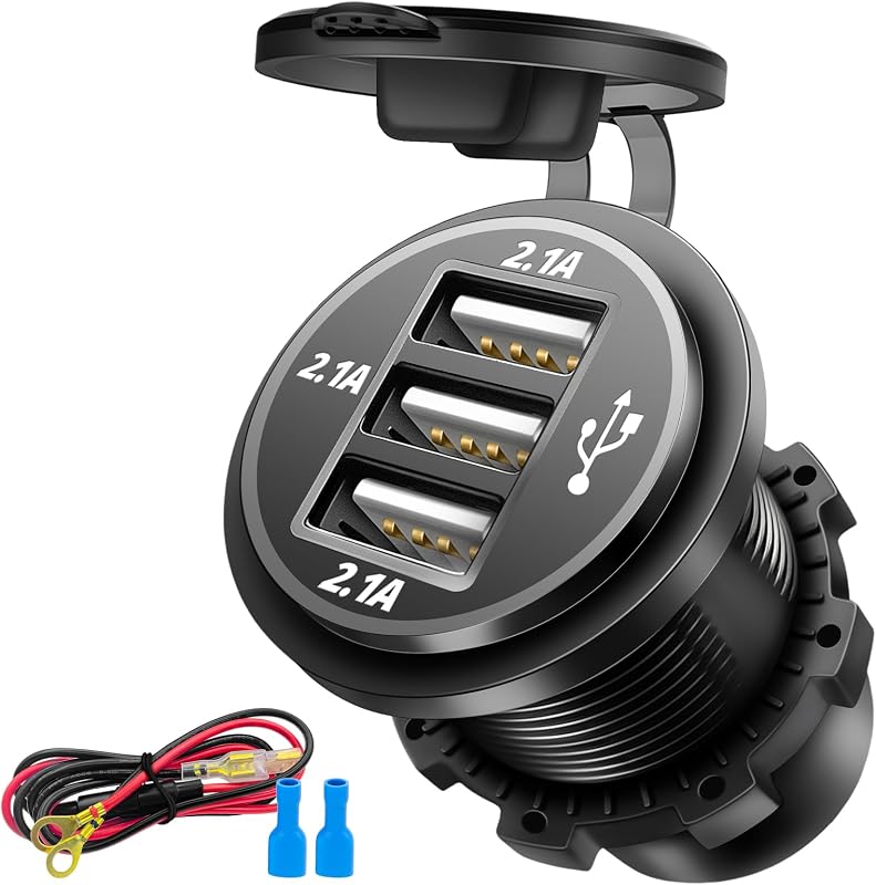Cargador USB 12V 3 puertos para coche barco camión