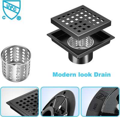 Drenaje ducha cuadrado acero inox 304 4pulg negro