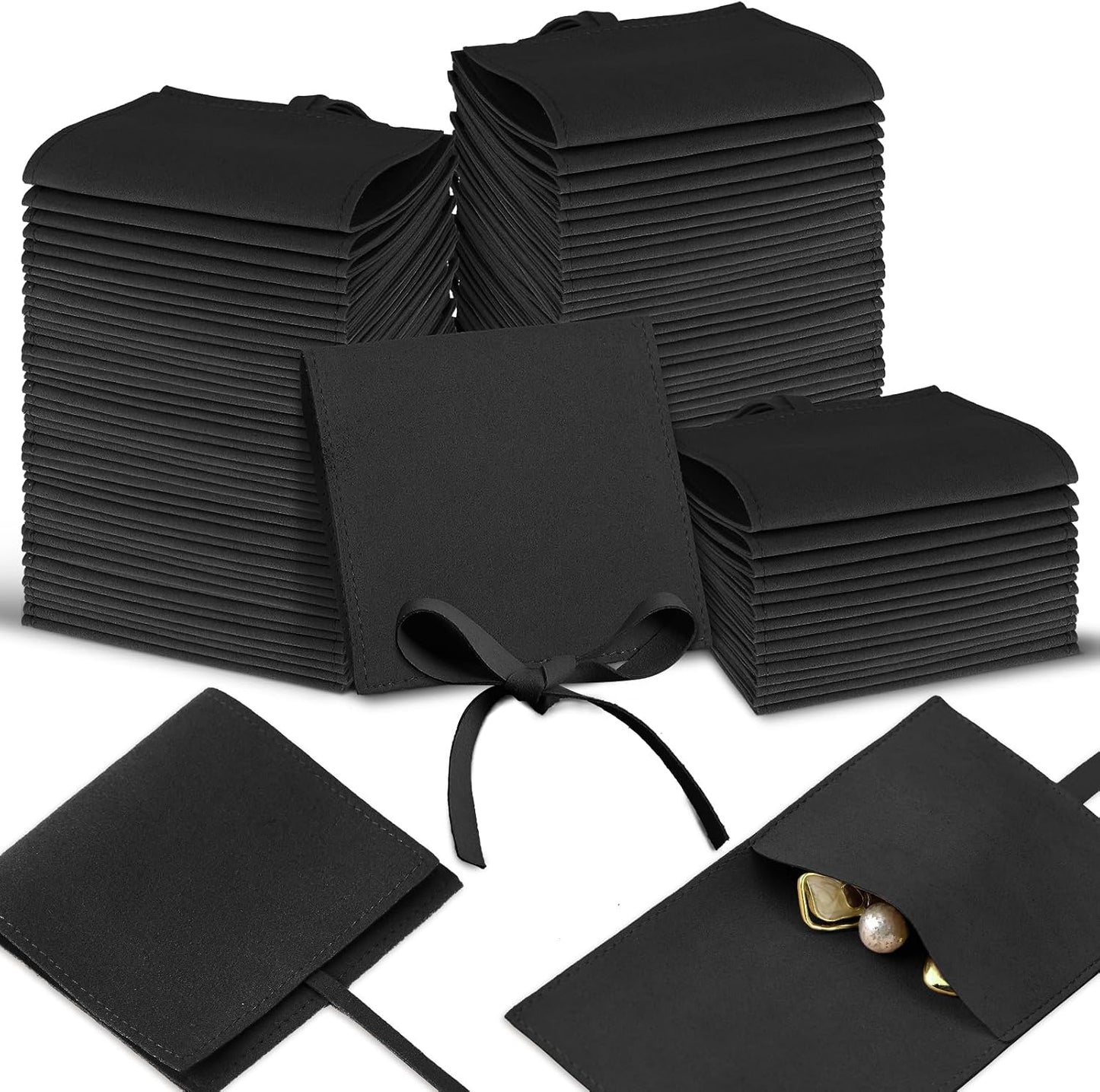 80 Pzas Bolsas Microfibra para Joyería 8x8cm con Laços