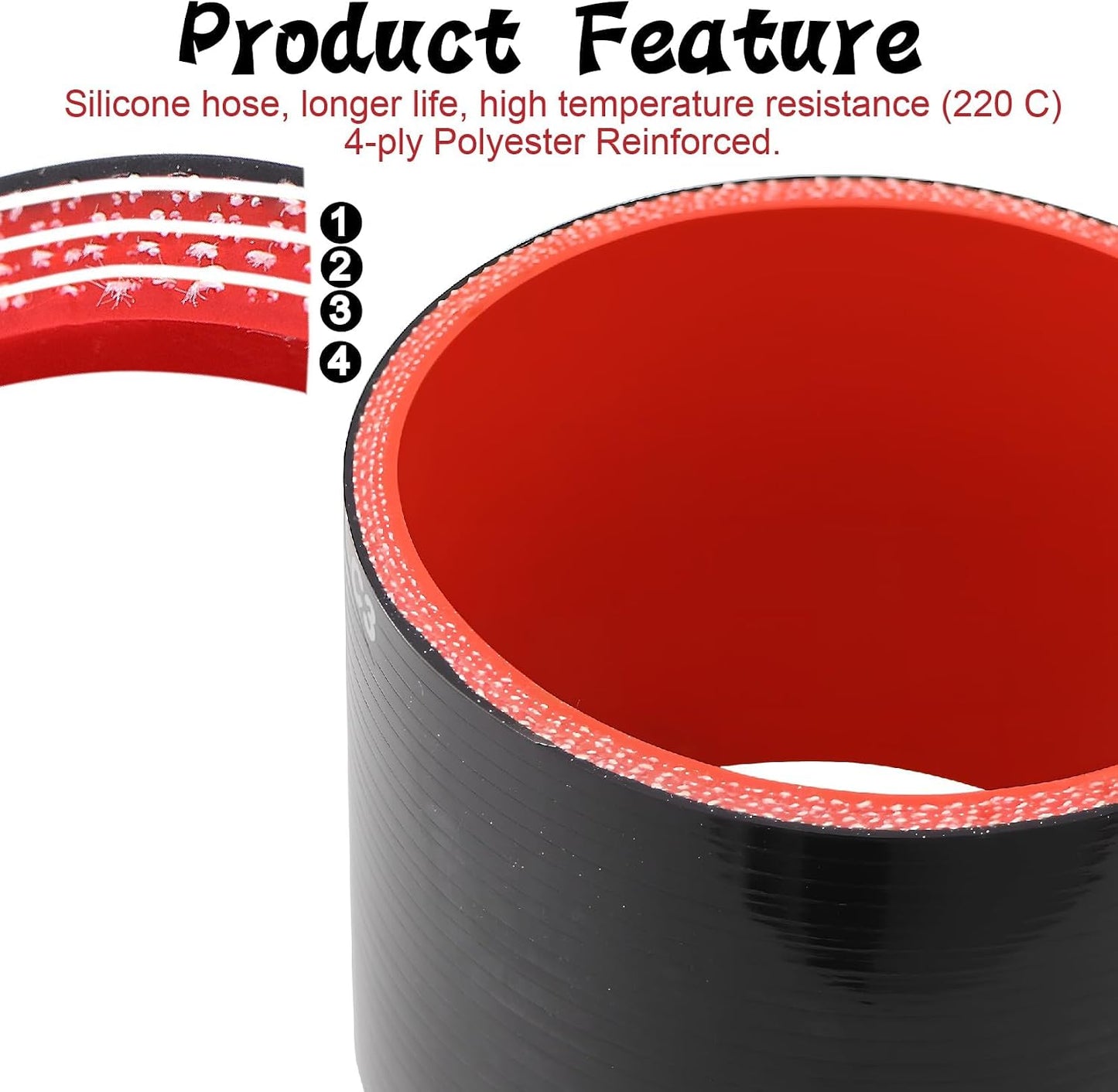Manguera silicona 3-1/2" reforzada 4 capas con acoplador 3"