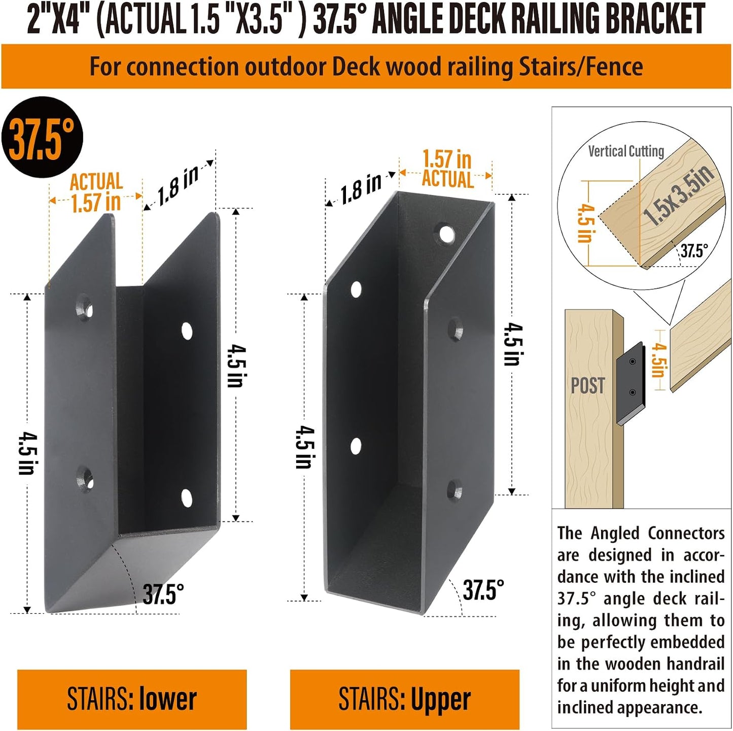 Soportes barandilla acero inox 2x4 4 pares