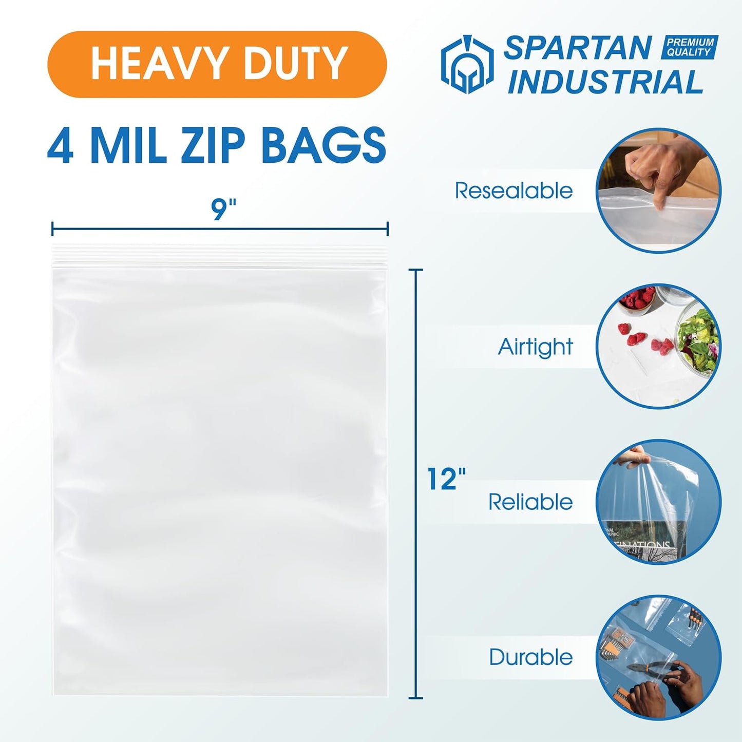 Bolsas polietileno transparente 9x12pulg 500uds cierre
