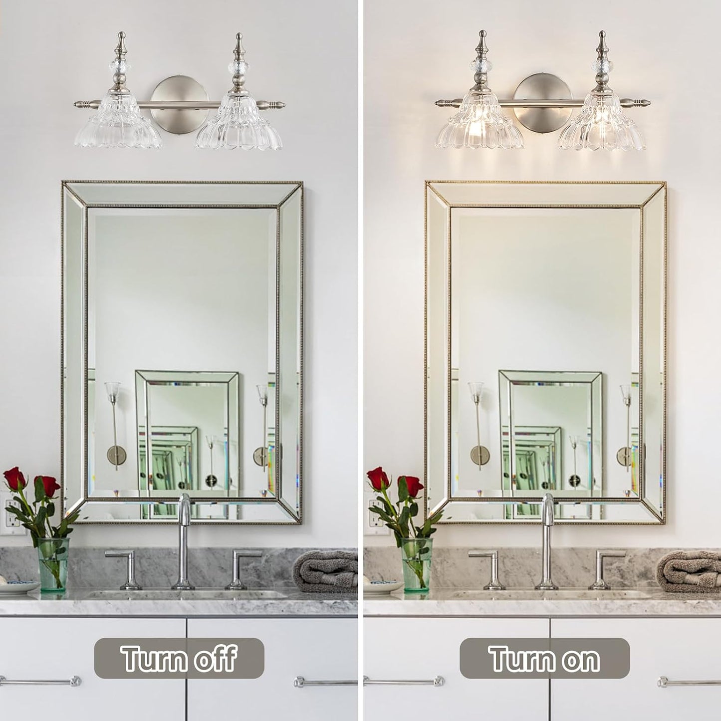 Lámpara baño 2 luces níquel cepillado moderna para