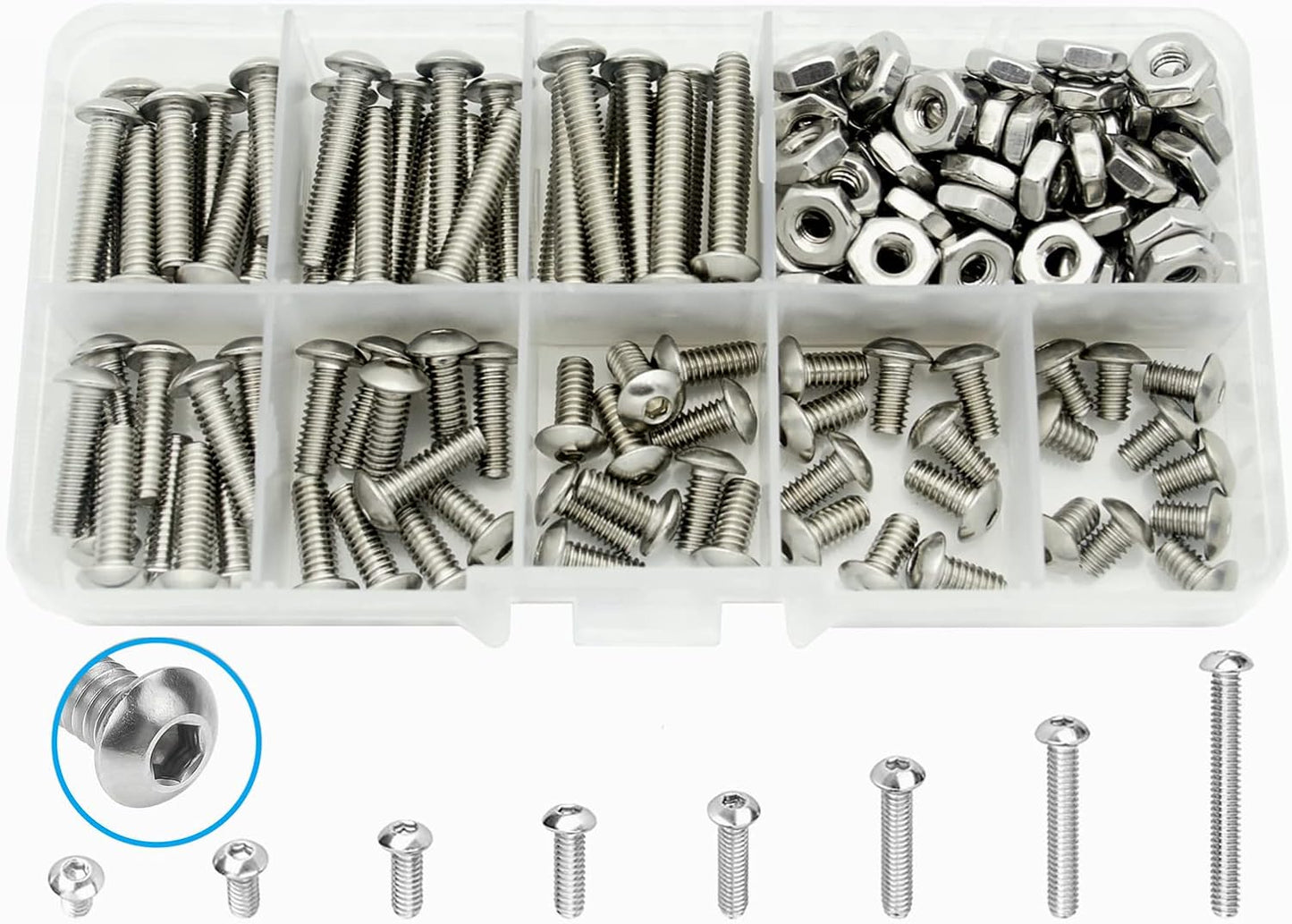 Kit tornillos acero inox 304 cabeza botón