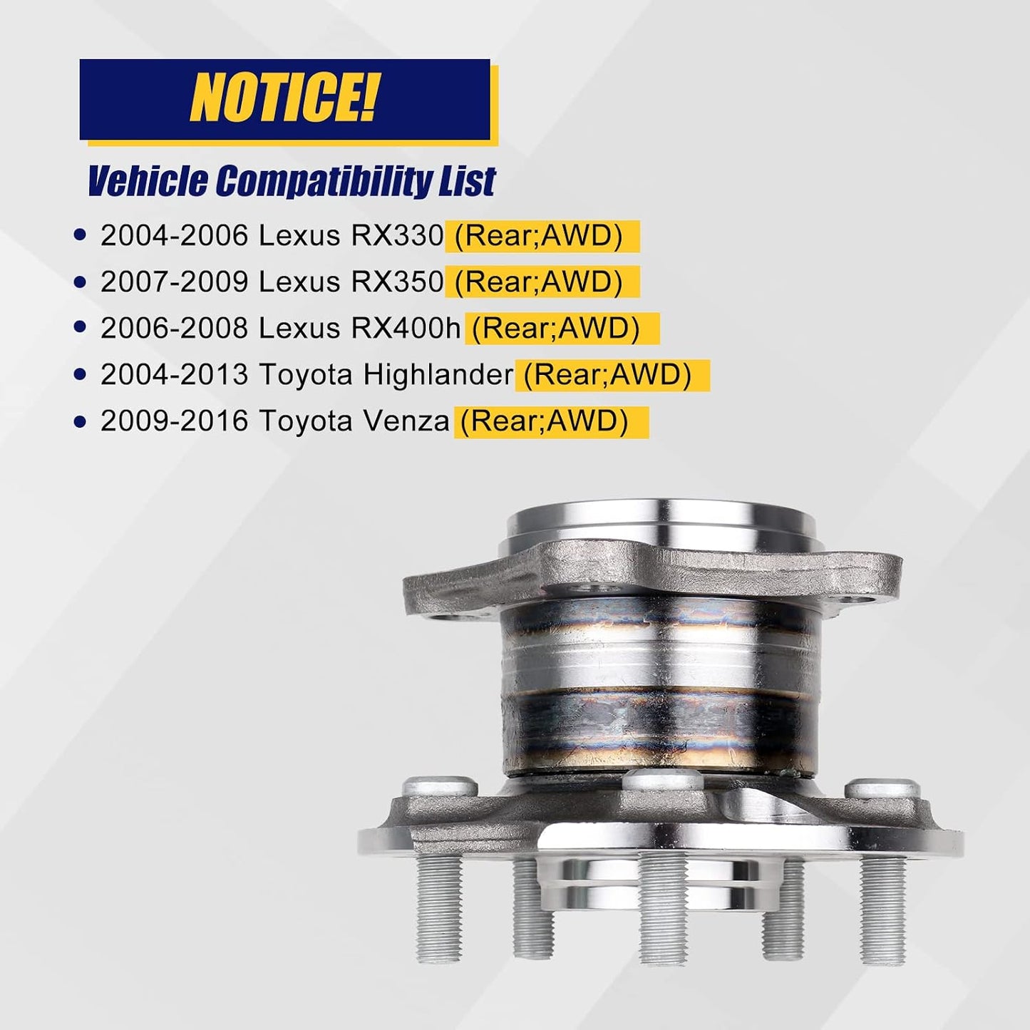 Conjunto 2 cubos rueda trasera Lexus RX330 RX350 RX400H